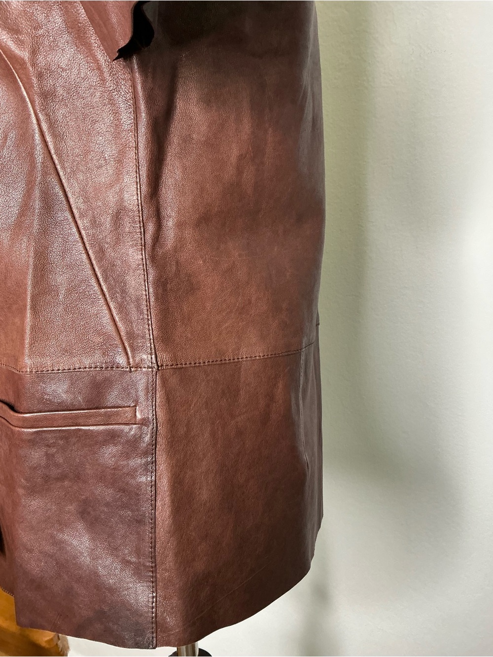 MARNI Brown Lamb Leather Short-Sleeve Jacket Asymmetrical Snap Buttons Size 38 - Picture 8 of 15